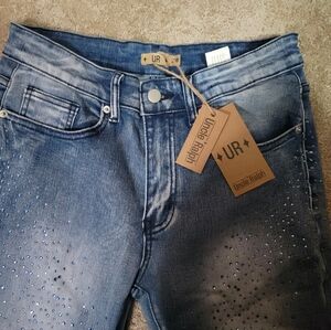 Mens Skinny Boot Cut Blue Jeans W Blue Rhinestone Sz 28 New W Tag